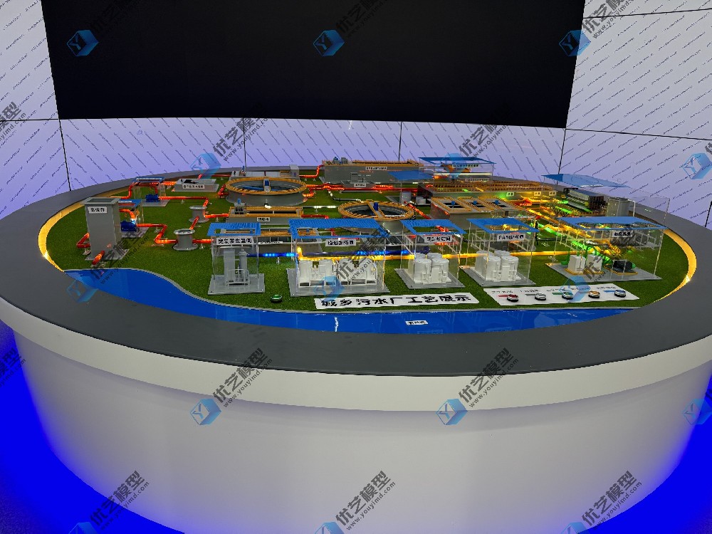 污水處理廠結構、工藝流程仿真模型，污水處理廠沙盤模型，污水處理廠模型
